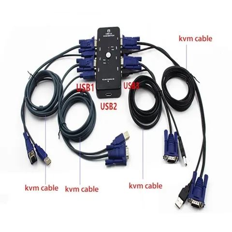 Kvm-переключатель BGGQGG, 4 порта, USB 2,0, VGA, сплиттер, принтер, мышь, флешка, переключатель, 1920*1440, адаптер VGA, коробка переключения