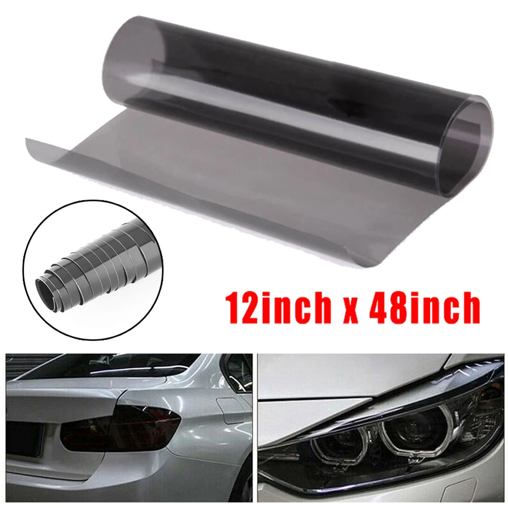

Car Light Film Headlight 12"X 48" Gloss Lights Smoke Vinyl Film Tint Headlight Taillight Wrap Cover Black Exterior Accessories