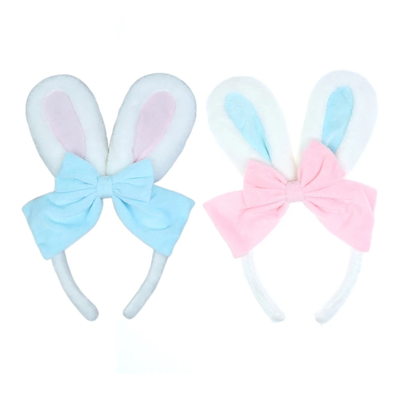 

Головной убор 449B женский с милыми мультяшными кроличьими ушками, ободок для волос, для макияжа, пасхальный Рождественский косплей, для вече...