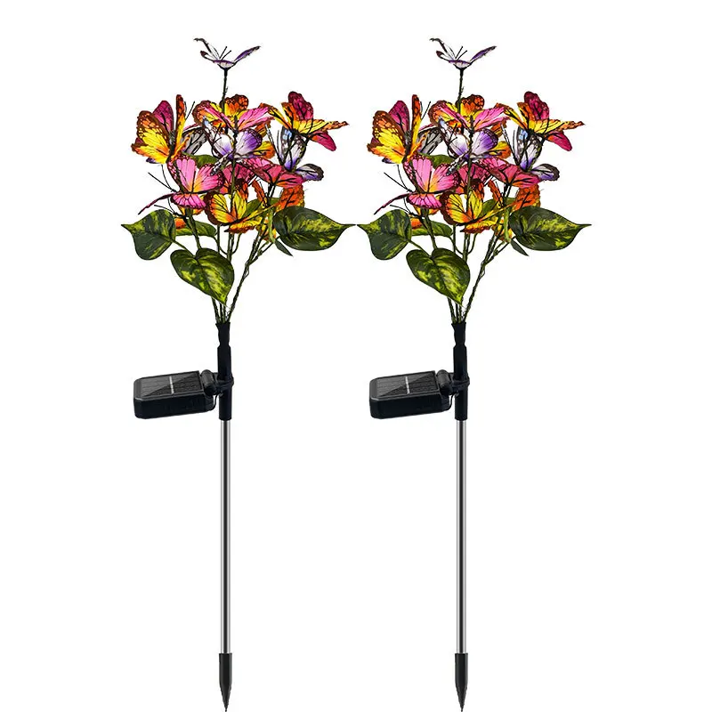 

2Pc Solar Butterfly Lantern Lawn Lamp Garden Villa Decorative LED Lamp Courtyard LED Fake Flower Underground Night Light