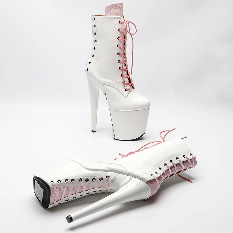 Leecabe 20CM/8inches Patent PU Pole dancing shoes High Heel platform Boots  Pole Dance boots