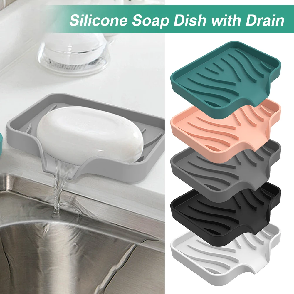 

Bar Soap Dish With Drain Silicone Self Draining Soap Tray Holder Easy To Clean Keep Soap Dry For Shower Bathroom Kitchen Counter