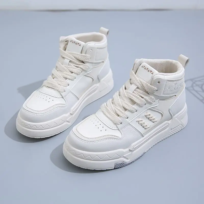 SHANPA High-top Womens 2022 Autumn and Winter Shoes Thick-soled Sneakers Casual All-match Korean Fashion Shoes Zapatillas Mujer