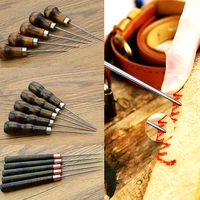 wood handle awl leather punching tools leather straight awls hole puncher drills for leather craft awl hand stitching