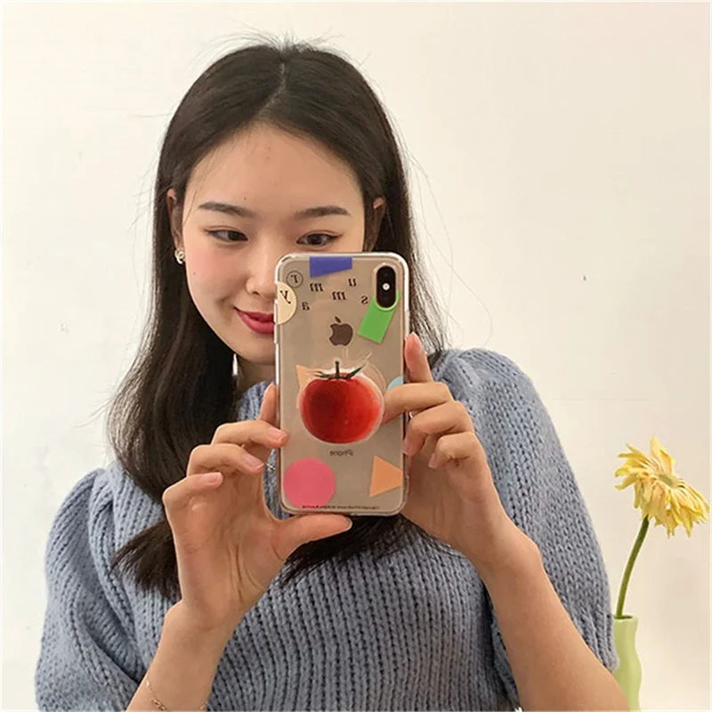 Прозрачный чехол с геометрическим рисунком в Корейском стиле для телефона iPhone 13