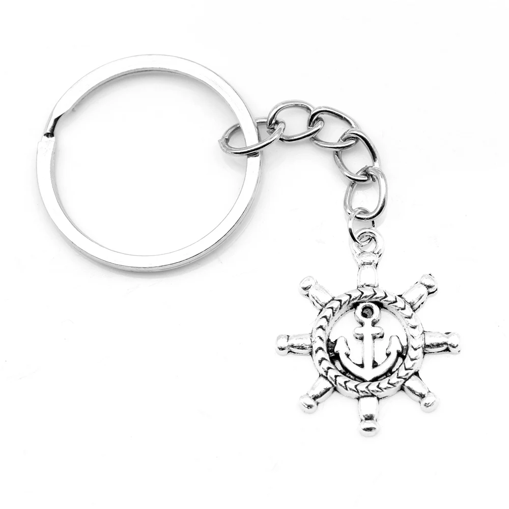 

1pcs Antique Silver Color 24x27mm Rudder Keychain Handmade Jewerly Diy