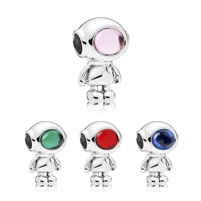 

1Pcs New Cute Alloy Robot Pendant DIY Beads Suitable for Original Pandora Charm Bracelet Ladies Jewelry Making