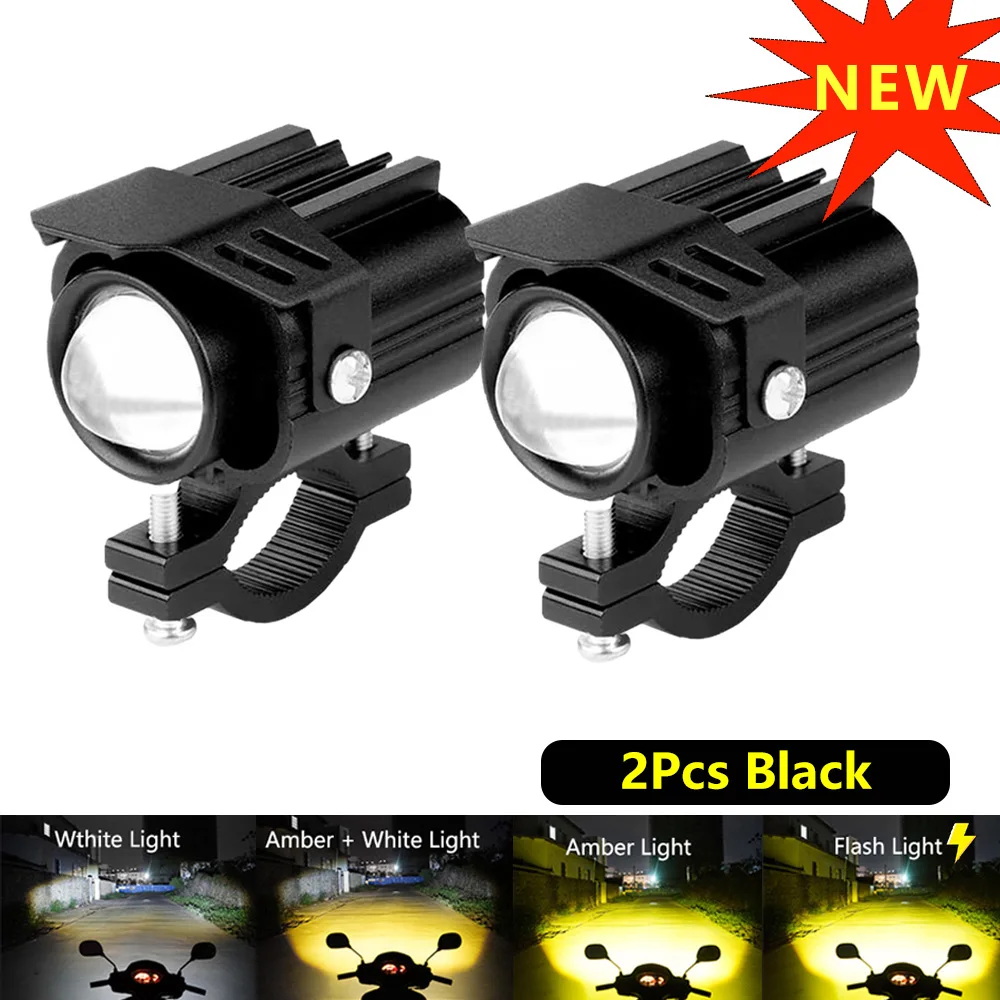 

Бело-желтая светодиодная фара для мотоцикла, противотуманная лампа, Дополнительная фара для электрического мотоцикла, вспомогательные прожекторы для мотоцикла