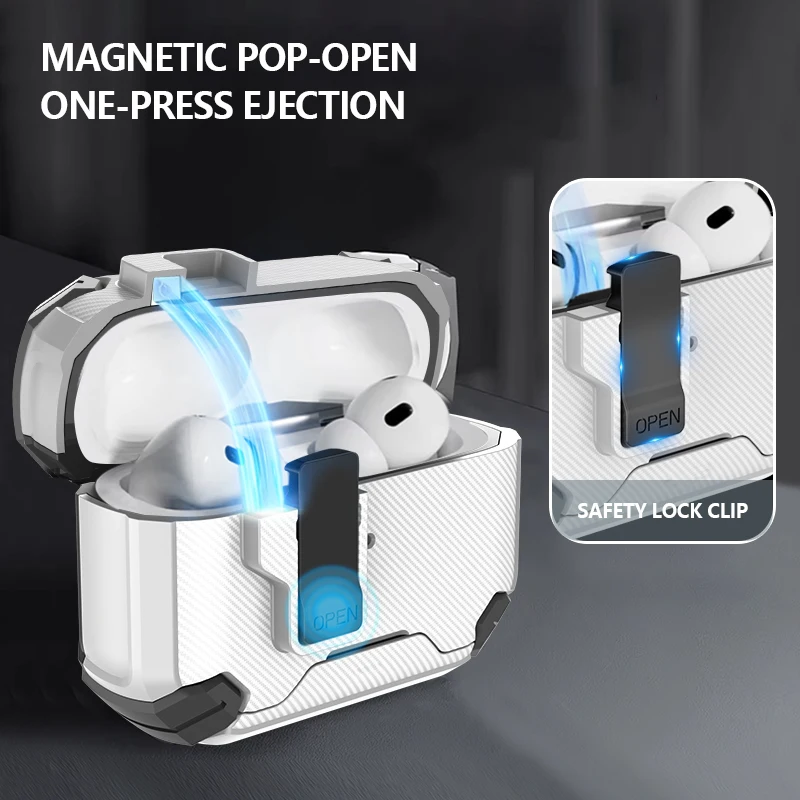 Фото Чехол Lereach для AirPods 4, AirPods 3 Pro с магнитной защитой от падения и портативной подставкой №3