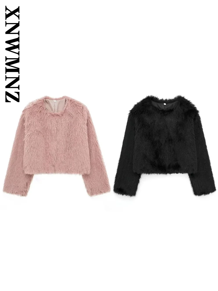 XNWMNZ Женская осенне-зимняя однотонная модная однобортная куртка с круглым