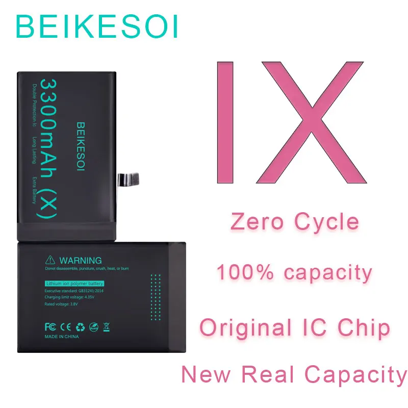 

For iPhone X 3300mAh 2023 Zero-cycle High-quality Battery For iPhone XS MAX XR Mobile Phone With Free Tools Sticker