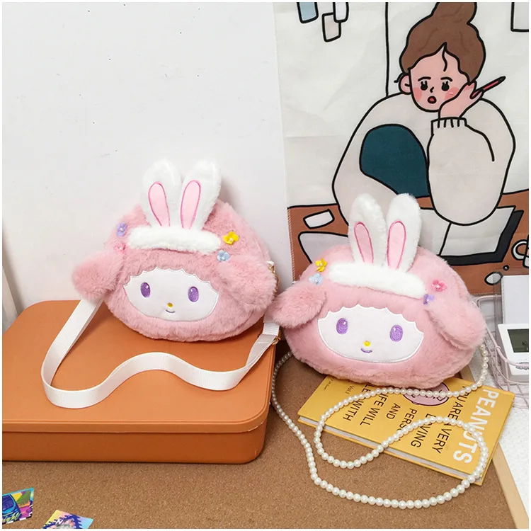 

Kawaii Sanrio My Melody Cute Plush Doll Kawaii Soft Stuffed Purse Anime Cartoon Series Animals Fluffy Toy Backpack Children Gift