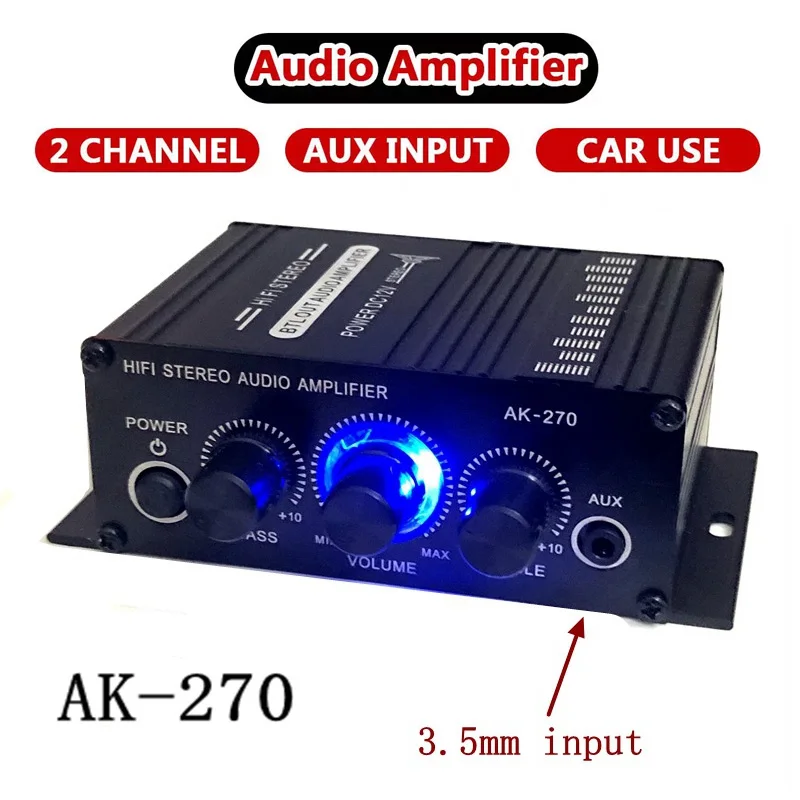 

AK270/AK170 Power Amplifier Audio Karaoke Home Theater Amplifier 2 Channel NO Bluetooth Class D Amplifier USB/SD AUX Input