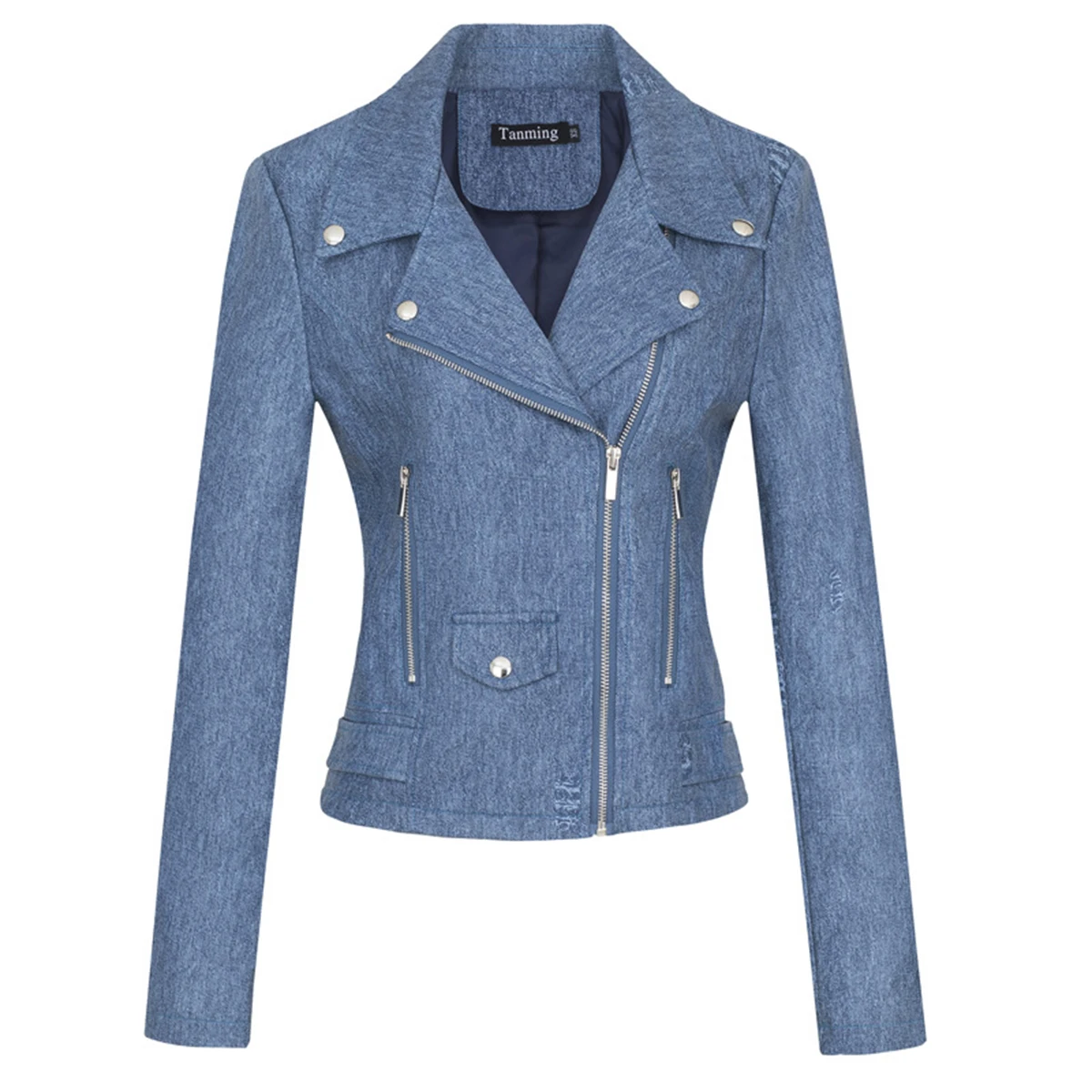 Женская джинсовая байкерская куртка на молнии модное пальто для мотоциклистов с
