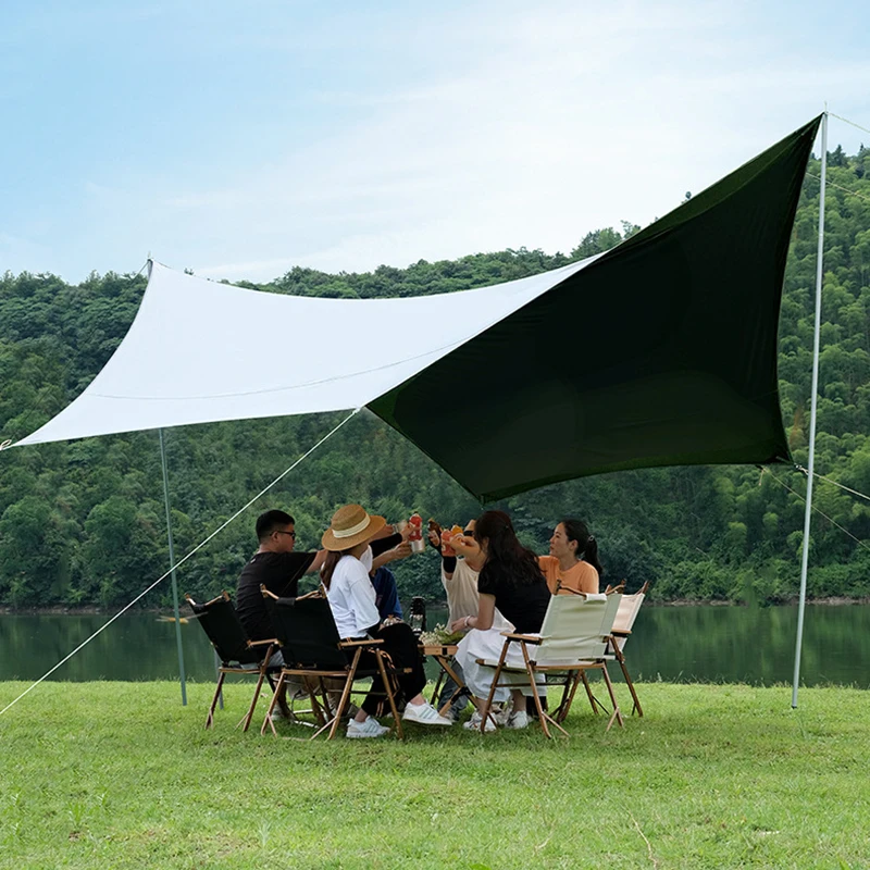 

Large Black Coated Tarp ButterflyOutdoor Shade Sail SunShade Tarp Shelter Beach Awning Canvas Light Camping Tarp Waterproof