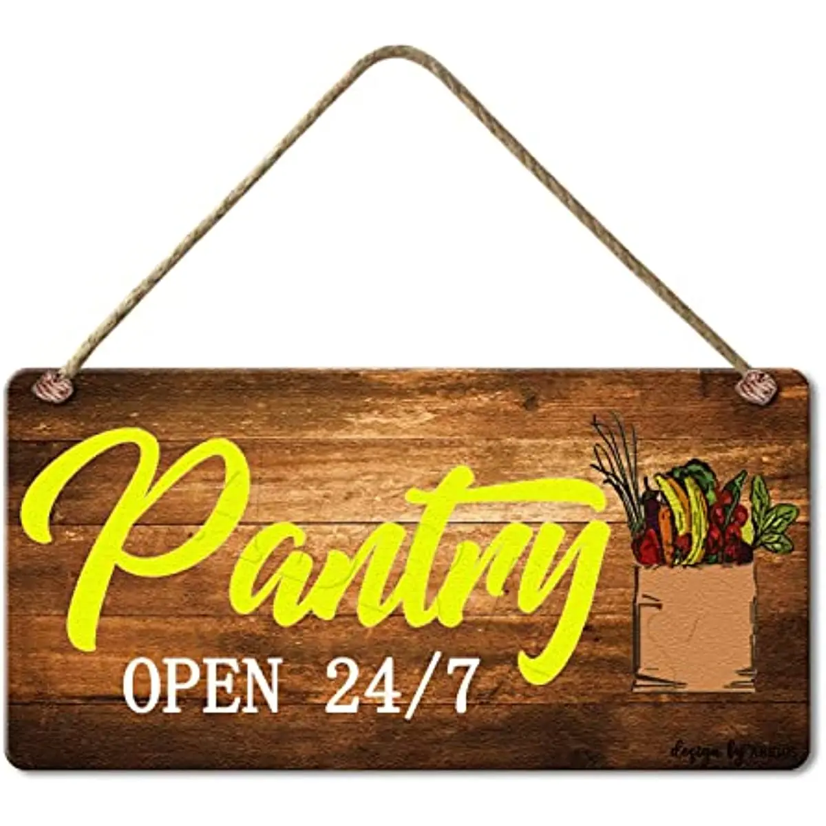 

Farmhouse Themed Pantry Sign, Vintage Pantry Decoration with Quotes "Pantry Open 24/7", Rustic Wall Plaque for Home