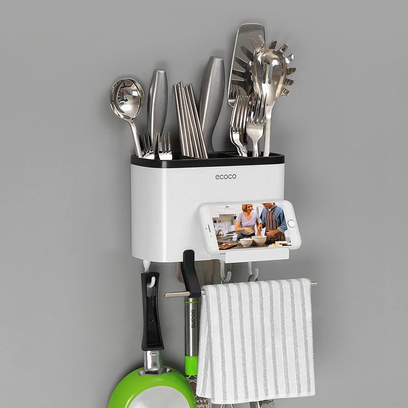

ECOCO Kitchen Accessories Drain Chopstick Cage Storage Rack Wall-mounted Rag Rack Knife Holder kitchen Organizer and Storage