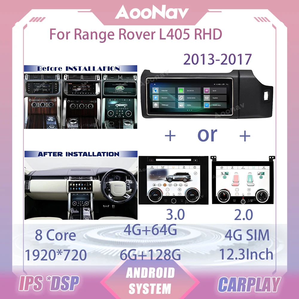 

Автомобильный радиоприемник 128G Android11, панель переменного тока для Range Rover L405 RHD 2013-2017, сенсорный экран, GPS-навигация, мультимедийный плеер Carplay