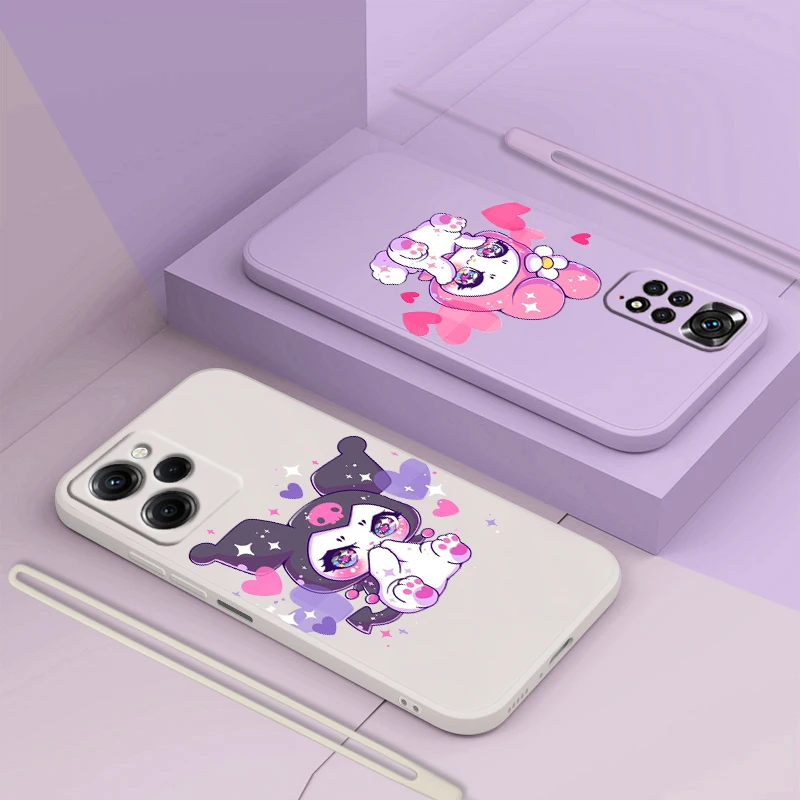 

Kawaii Kuromi Melody For Xiaomi Redmi Note 12 11 11T 10 10S 9 9S 9T 8 8T 7 Pro Plus Speed Liquid Rope Soft Phone Case Coque Capa