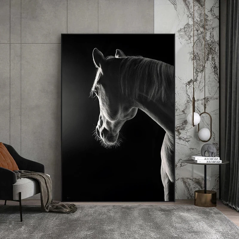 

Black and White Animal Art Horses Canvas Painting Posters and Prints Modern Wall Pictures for Living Room Decoration Home Decor