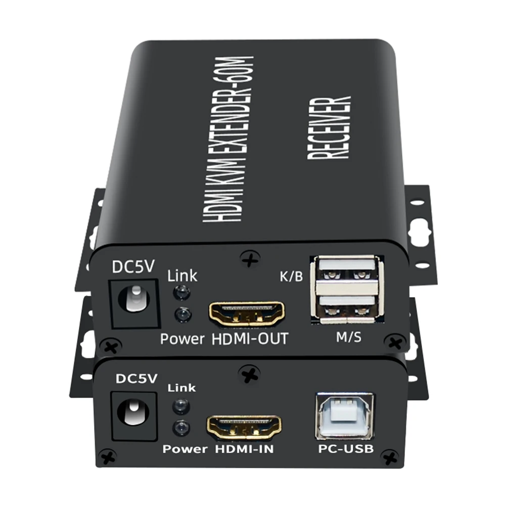 HDMI-совместимый квм-удлинитель 60 м через Cat5/6 Ethernet-кабель 1080P USB аудио-видео конвертер для быстрой розетки-штепсельная вилка европейского стандарта