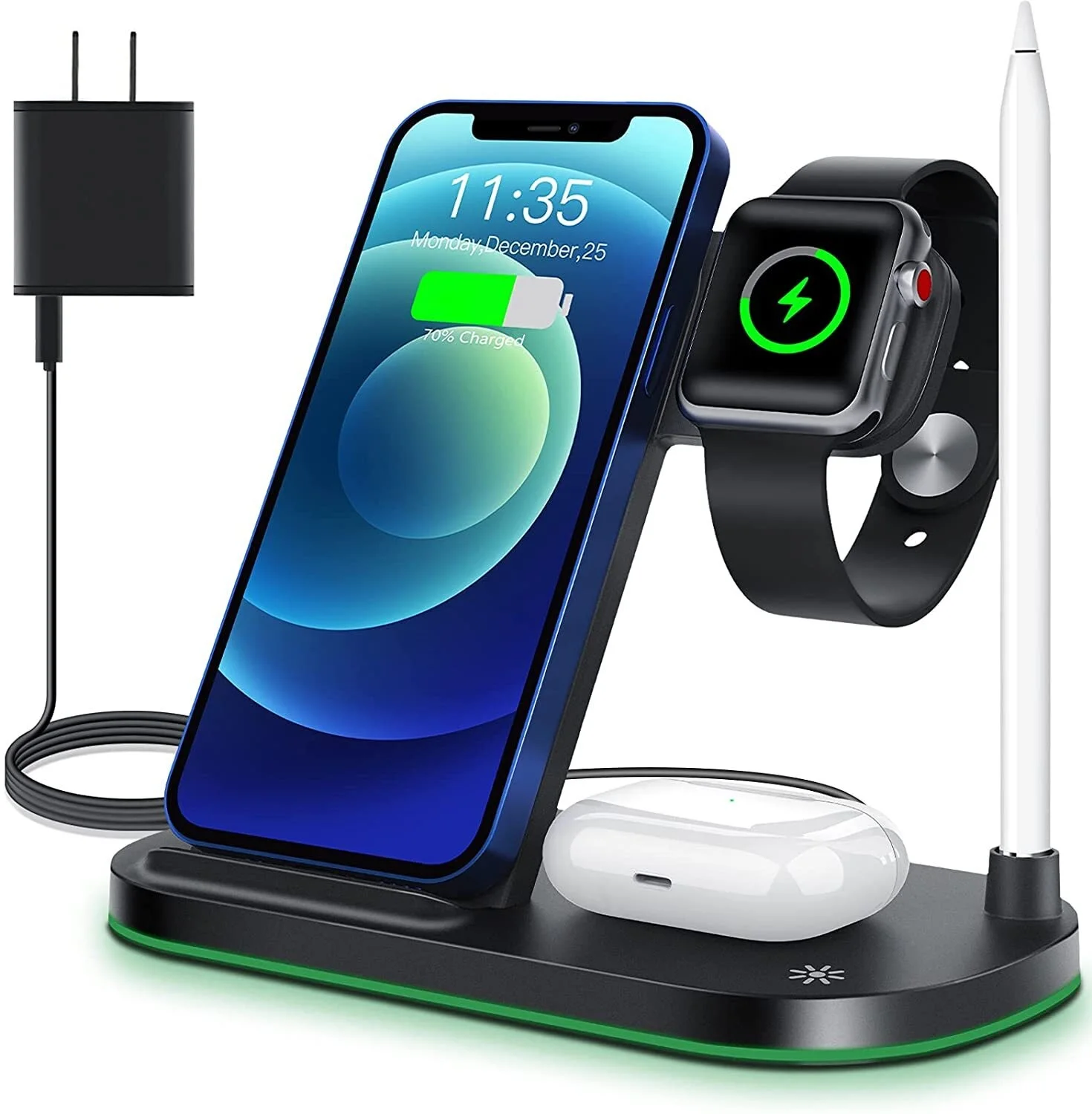 

WAITIEE Wireless Charging Station, 4 in 1 Charging Dock Station Compatible with Apple iWatch Series SE 6 5 4 3 2, AirPods Pro