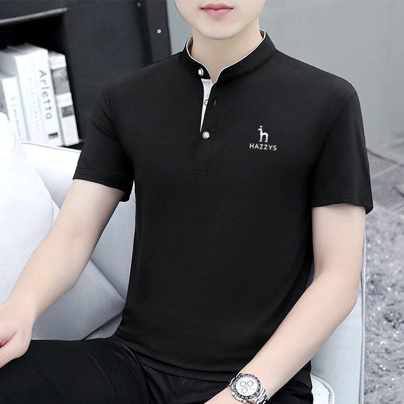 

HAZZYS Men Short sleeves Basic Solid Thin Polo Shirts Spring Autumn New Slim Tees Korean Male Clothes New Business Casual Tops