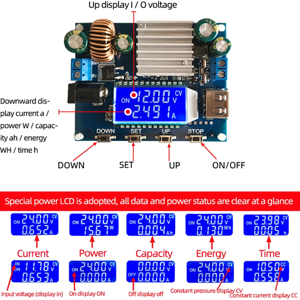 

SK35L/SK35Y DC DC Boost Buck Converter CC CV Power Module 5-30V to 0.6-30V 4A 35W Adjustable Regulated Power Supply Module