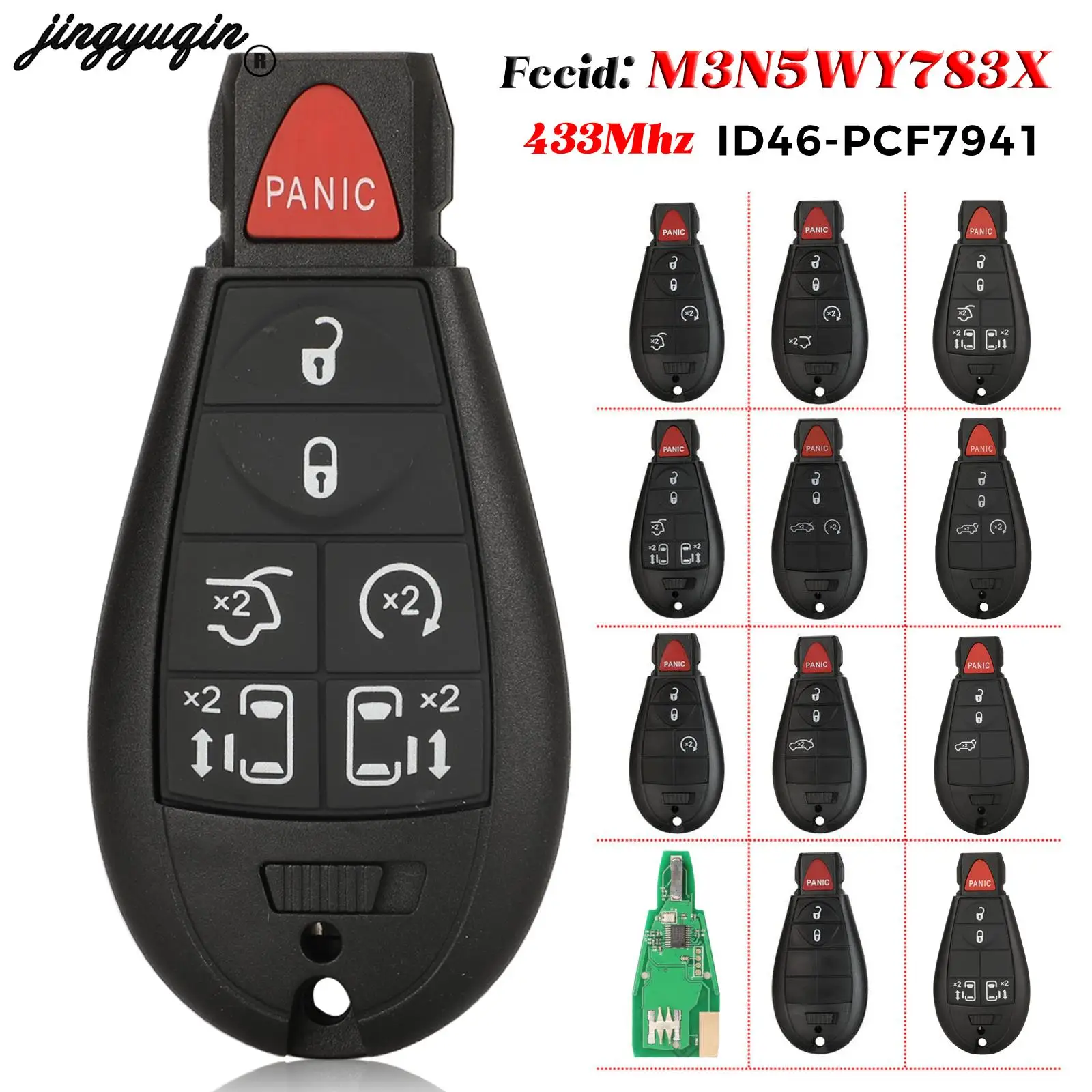 

Jingyuqin M3N5WY783X 433 МГц pcf7941 для Chrysler Town & Country Fit Jeep Grand Cherokee Dodge Magnum Durango Reomte Key IYZ-C01C