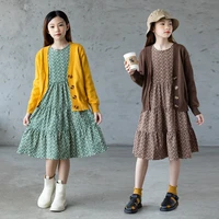 6 to 16 years 2022 new girls midi cotton dress teenage kids clothes children floral baby school clothing ruffles thick