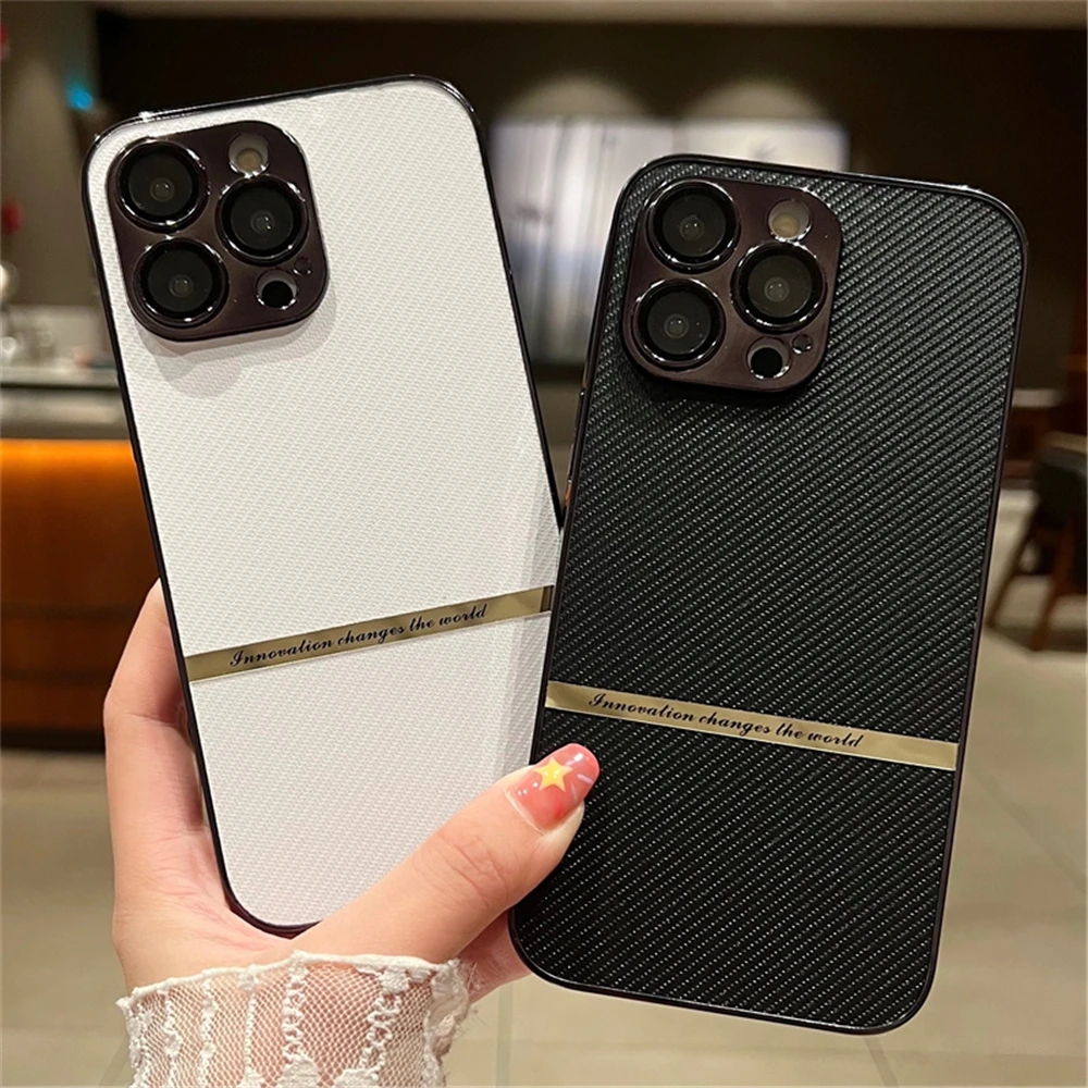 

Fashion brand KEVLAR Texture Phone Case For iPhone 14 Pro Max for funda square iPhone 13 12 Pro 11 Plating Protective cover