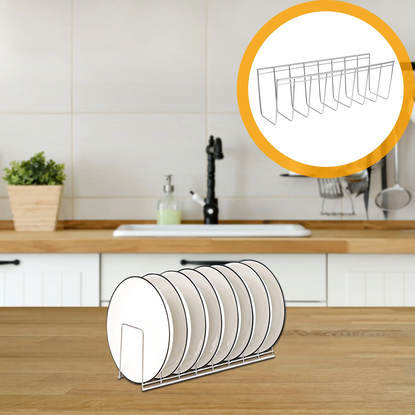 

Plate Rack Metal Safe Good Plate Organizer Lid Holder Drain Rack for Kitchen Home