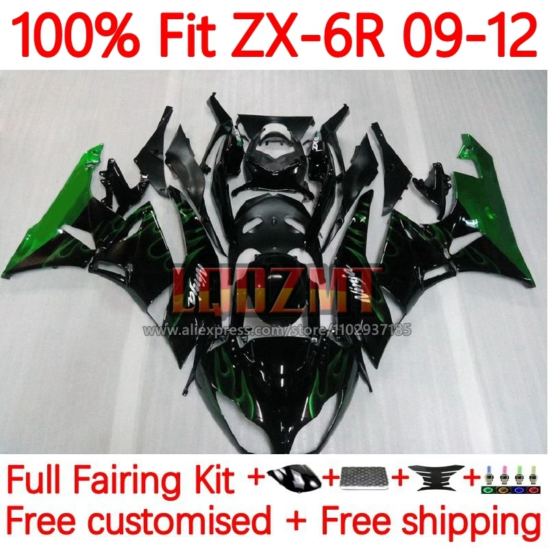 

Injection Fairing For KAWASAKI NINJA ZX636 ZX-6R ZX 6R 636 600CC ZX6R 2009 2010 2011 2012 Green flame ZX-636 09 10 11 12 64No.20