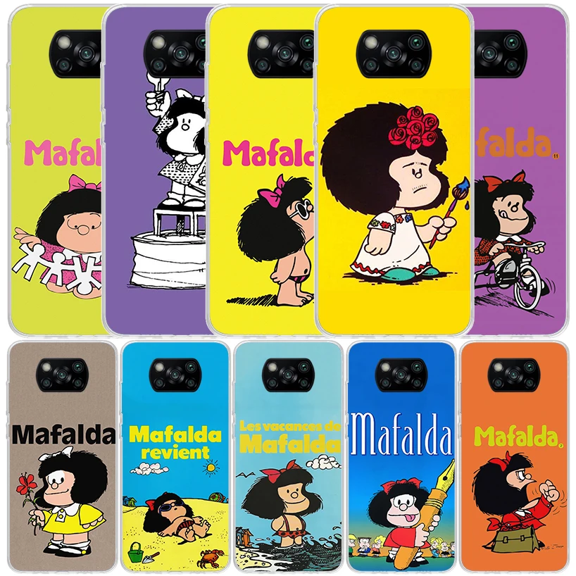 Mafalda мультяшный чехол для телефона Xiaomi Poco X6 X5 X4 X3 Nfc F6 F5 Pro F4 Gt F3 F2 F1 M5S M4 M3 M2 мягкая