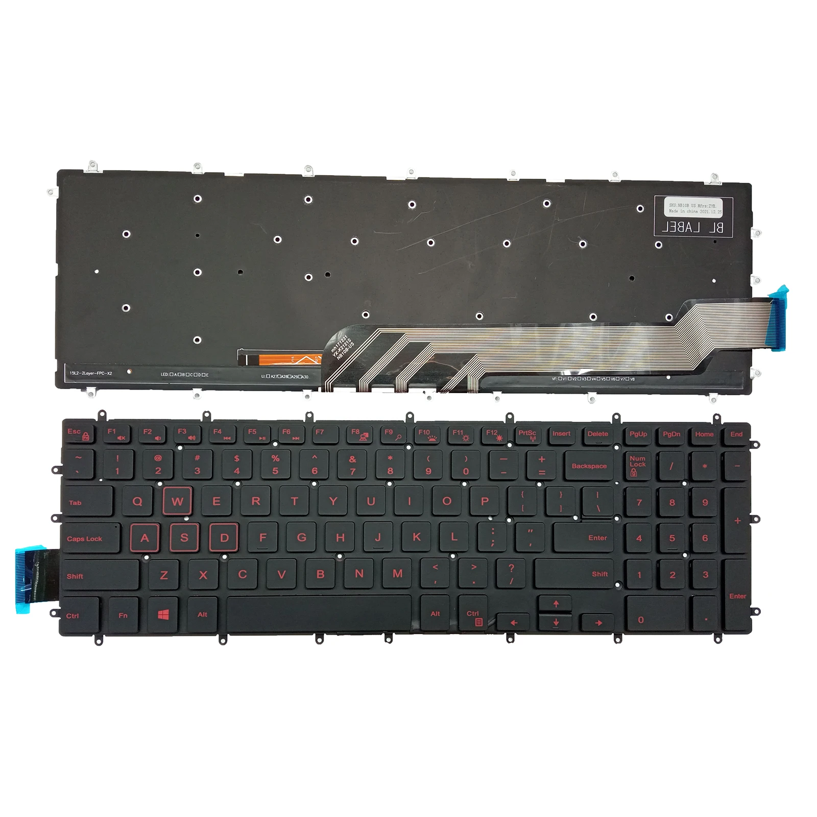 

Клавиатура для DELL Inspiron Gaming 15-7566 (подсветка, красная печать) US PK131QP2B00