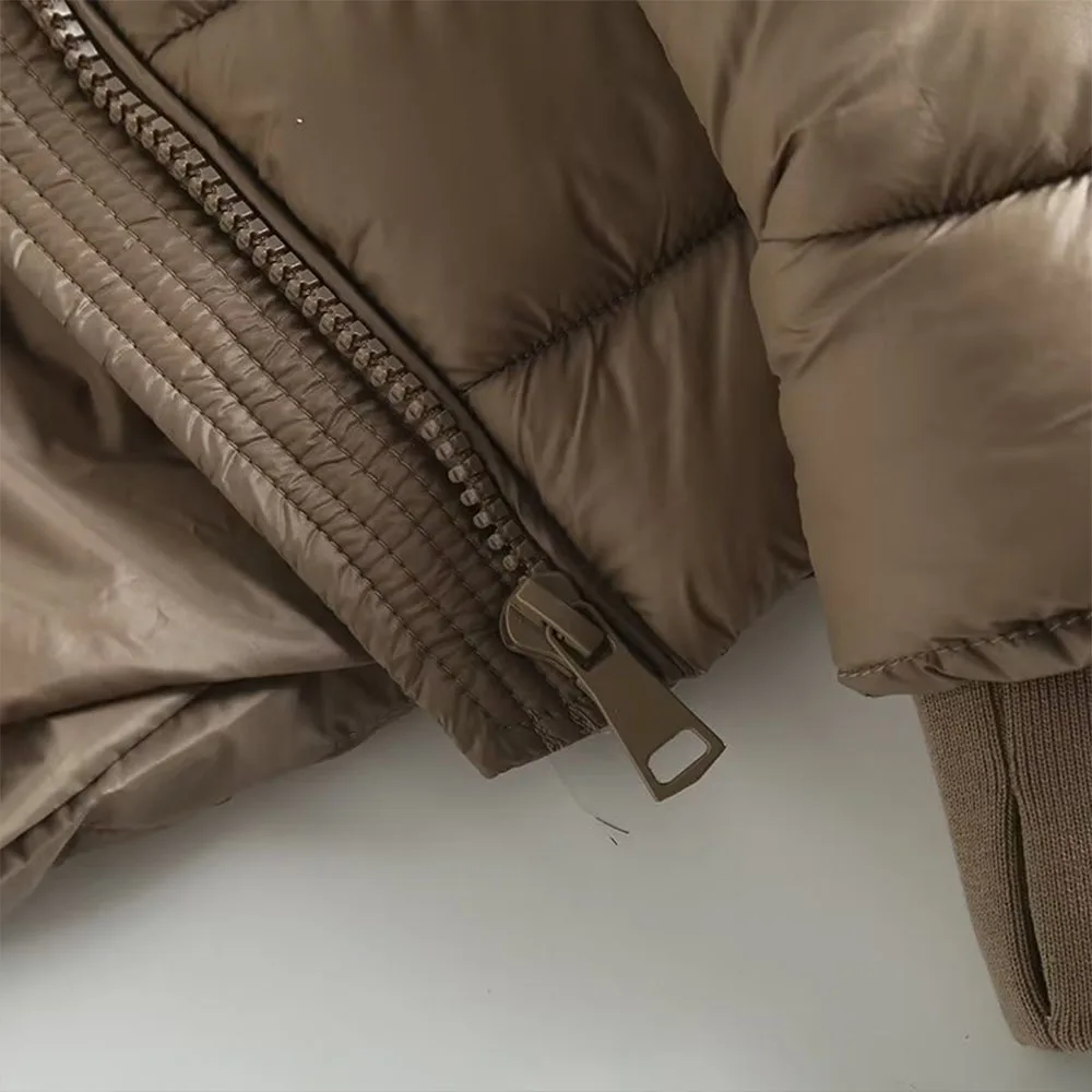 BER&OYS&ZA 2022 autumn/winter new high quality women's fashion hooded cotton jacket with wool collar warm coat