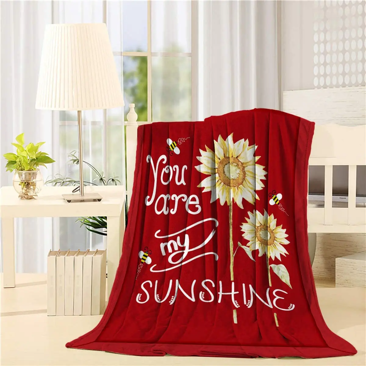 

Sunflower Throw Blanket Black Bed Blankets Plush Fleece Blanket for Couch Sofa Bed, You are My Sunshine Blanket Comfy Microfiber