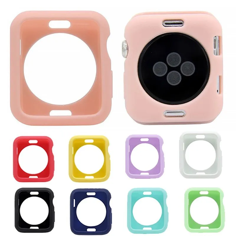 Силиконовый чехол для Apple Watch 7 6 5 4 3 2 1 SE защитная задняя крышка из ТПУ IWatch Series 44 мм 40