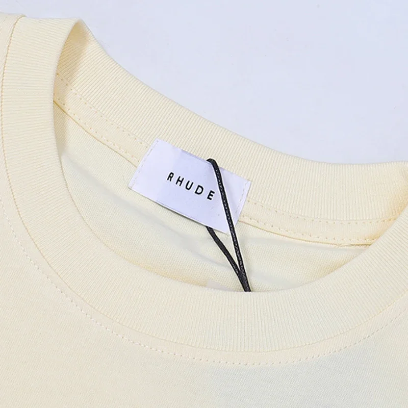 Фото Мужская футболка Rhude High Street, высококачественные летние модные повседневные топы с короткими рукавами и принтом №5