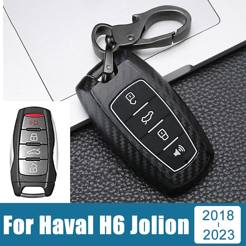 

For Haval H6 3rd Gen 2018 2019 2020 2021 2022 2023 Jolion H6S ABS Carbon Fiber Car Remote Key Case Cover Shell Accessories