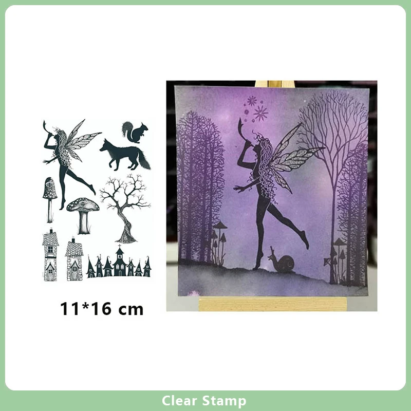 

New Arrival Tree Fairies Clear Stamps for DIY Scrapbooking Card Transparent Silicone Stamp Making Photo Album Crafts Decor