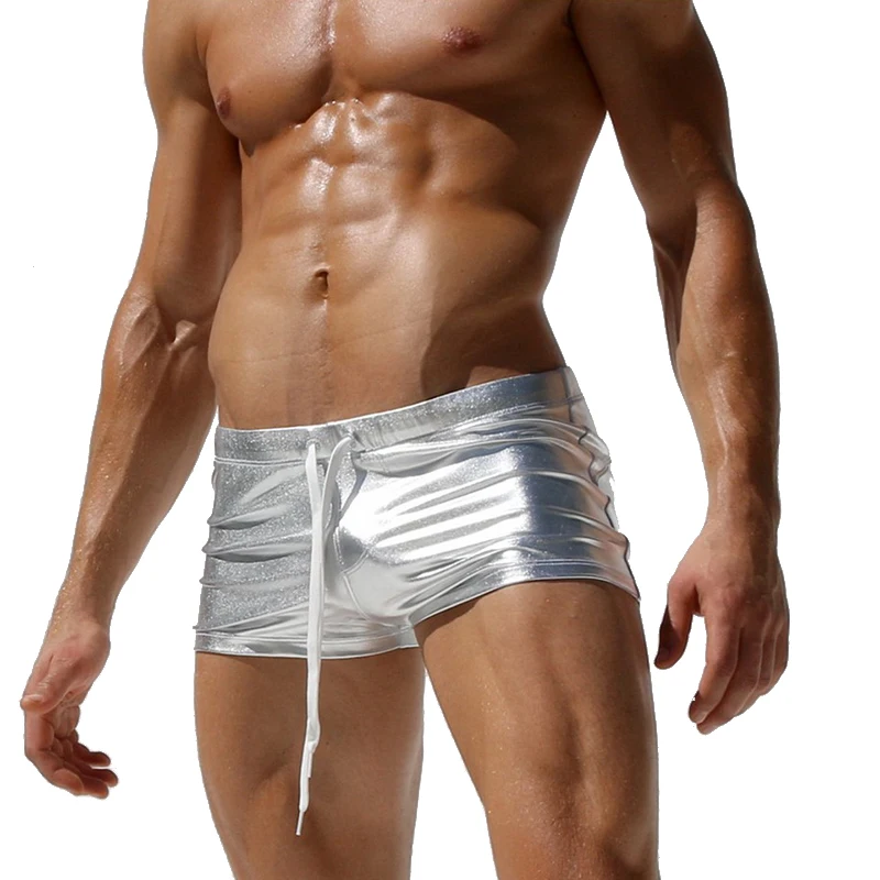 

Купальник-бикини мужской с заниженной талией, пикантный купальник, пляжные трусы с металлическим дизайном, быстросохнущие дышащие плавки д...