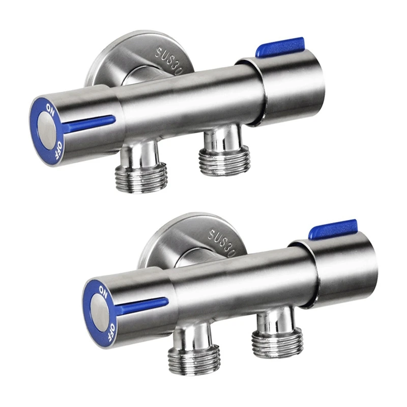 

2 x G1/2x1/2 304 нержавеющая сталь, один в два, трехсторонний угловой клапан, двойная ручка, двойное управление, одиночный холодный кран