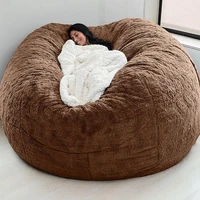 dropshipping giant fur bean bag cover big round soft fluffy faux fur beanbag lazy sofa bed cover living room furniture