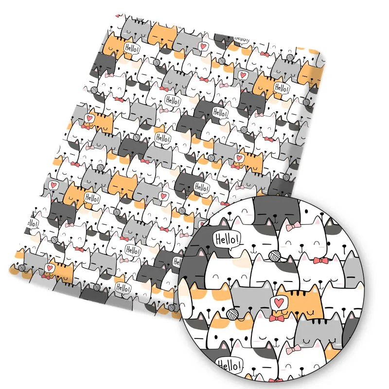 

Polyester Cotton Fabric Cartoon Animal Printed Cloth Sheet Home Textile Patche DIY Dress Supplies Handmade Mask Bag 45*145cm 1pc