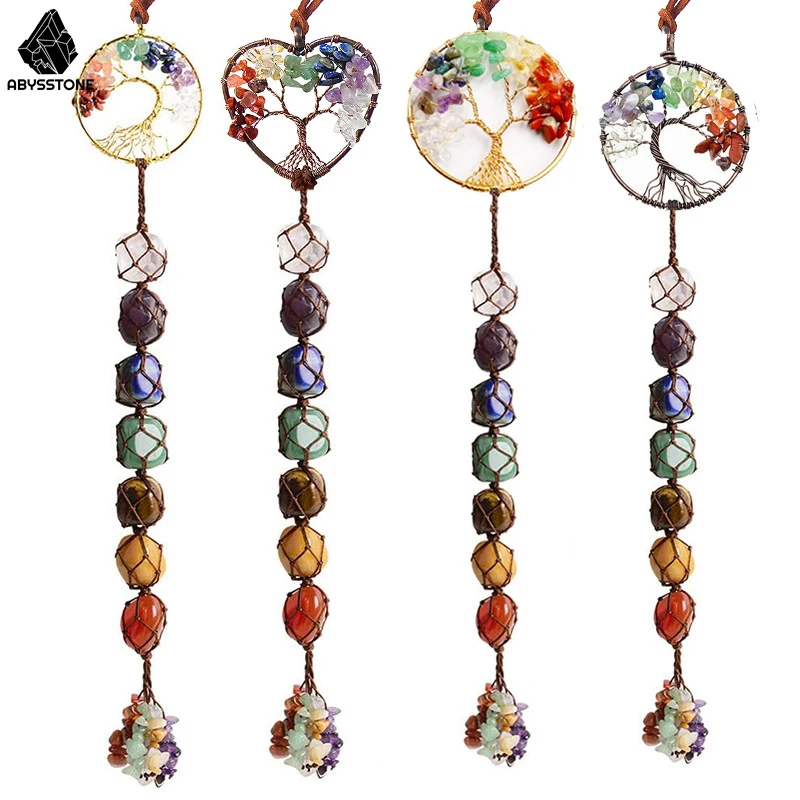 

Chakra Tree of Life Crystal Hanger Natural Stones Clear Quartz Amethyst Carnelian Reiki Healing Witchcraft Home Decoration Wicca