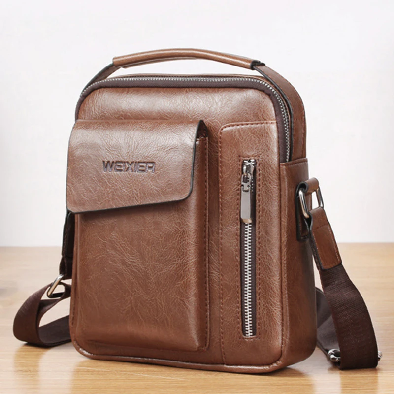 

2021 Men Shoulder Bag Vintage Crossbody Bags High Quality Male Bag PU Leather Handbag Capacity Men Messenger Bags Tote Bag