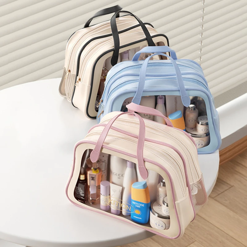 

Large Capacity Cosmetic Bag PVC Waterproof Wet and Dry Separation Makeup Bag Women Travel Portable Toiletry Storage Organizer