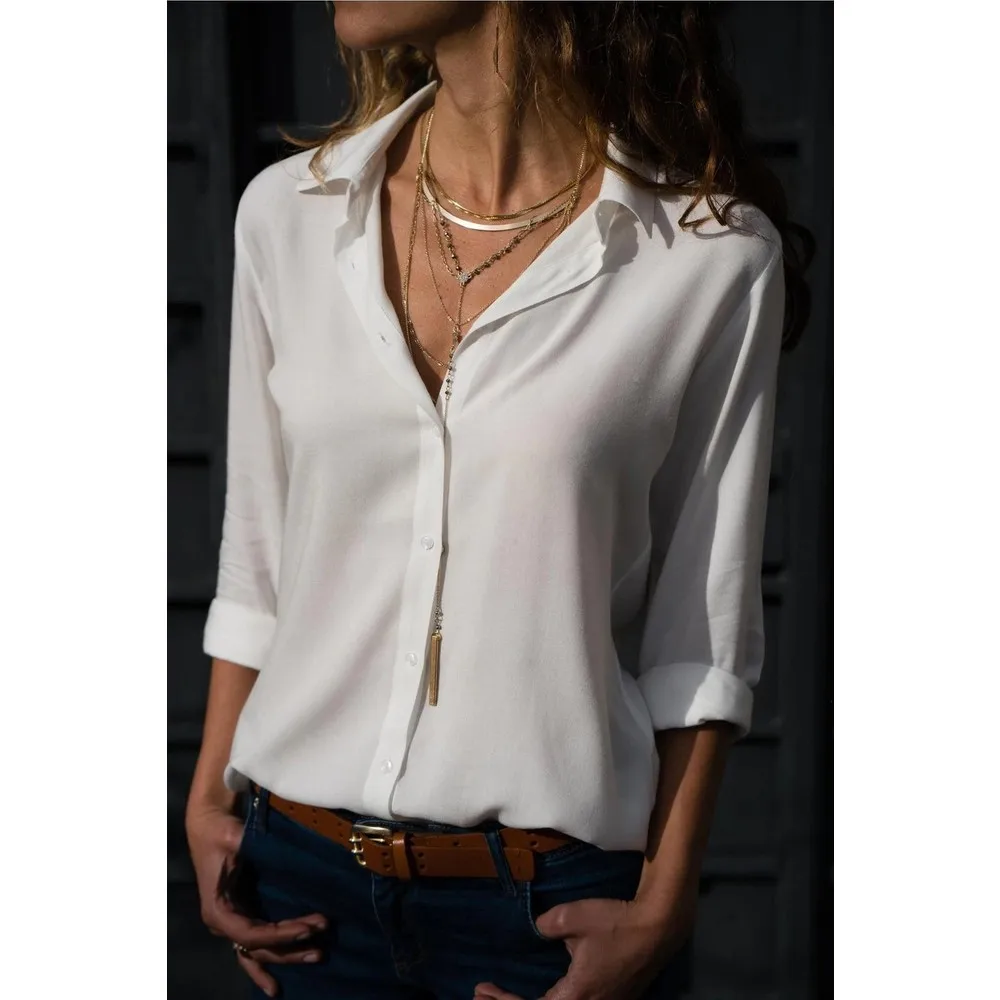 

2022 New Trend Model Fashion Women's Shirts and Blouses Feminine Blouse Top Long Sleeve Casual White Turn-down Collar styl Women
