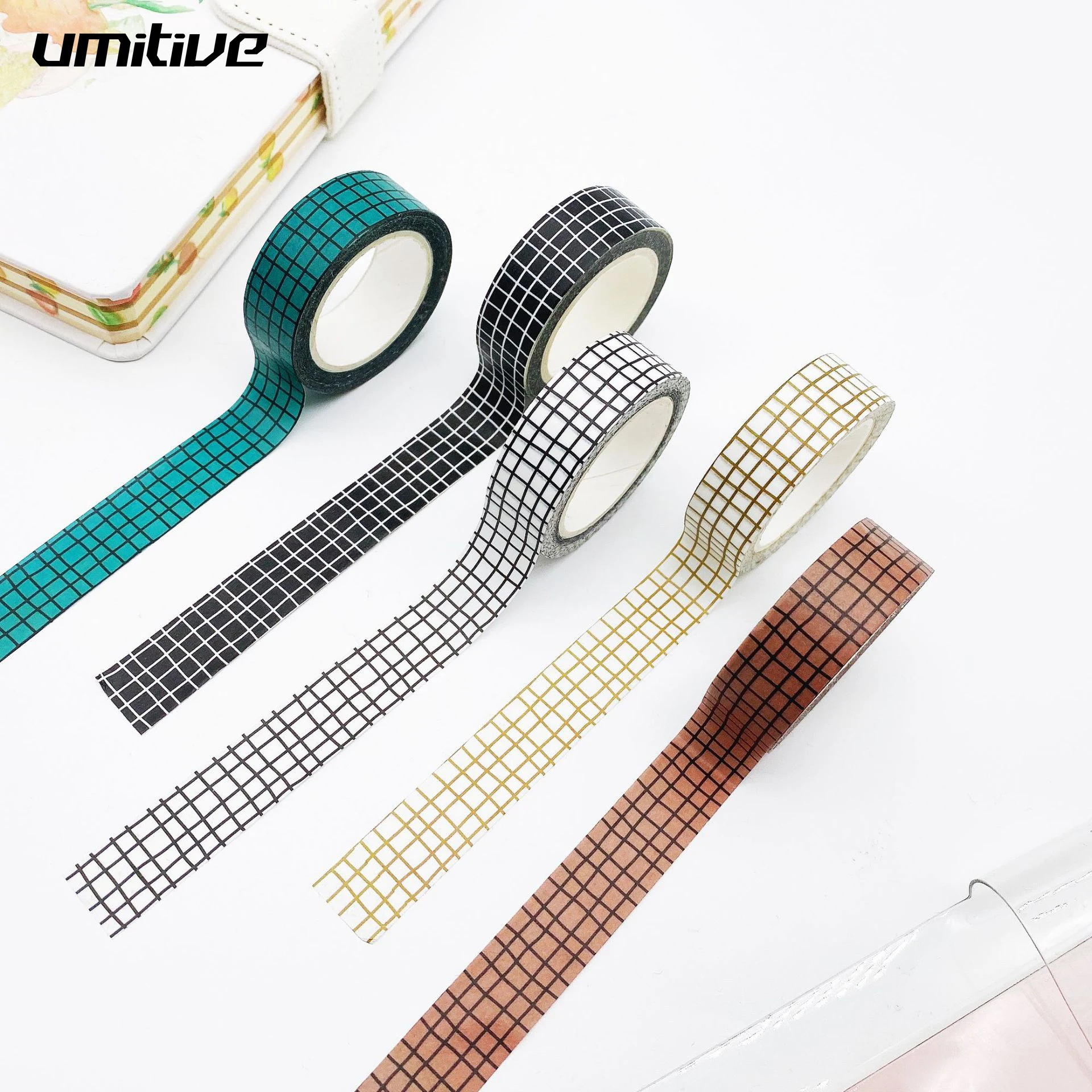

2Pcs 10M Grid Washi Tape Vintage Masking Adhesive Stripe Tape DIY Hand Account Scrapbooking Sticker Label Decorative Stationery